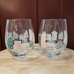 Stemless Glass Wine Glasses Set of Two